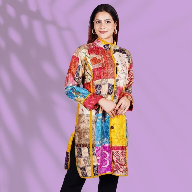 Kantha Long Jacket - Yellow