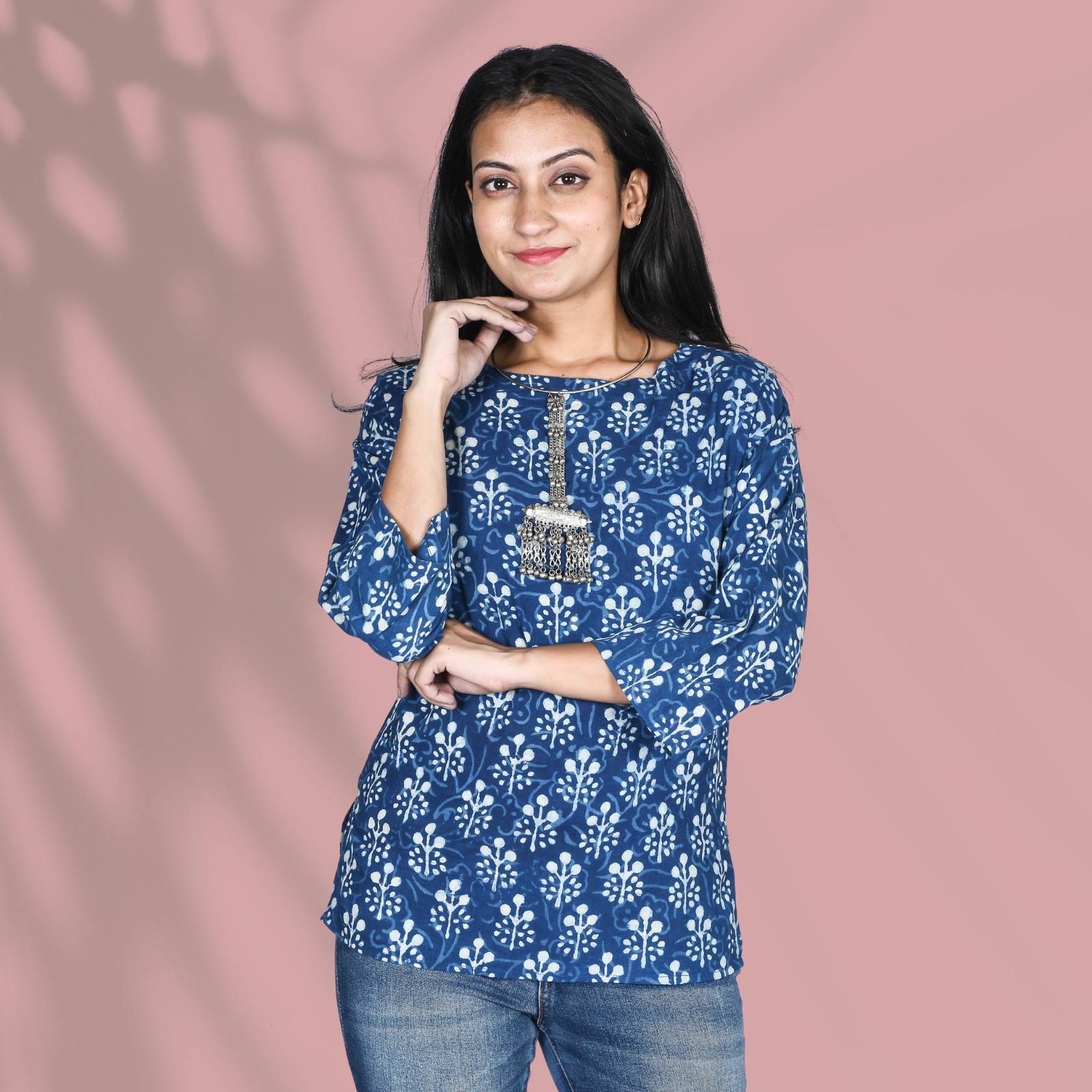 Classic Blue Boat Neck Short Top Classic Blue Boat Neck Short Top