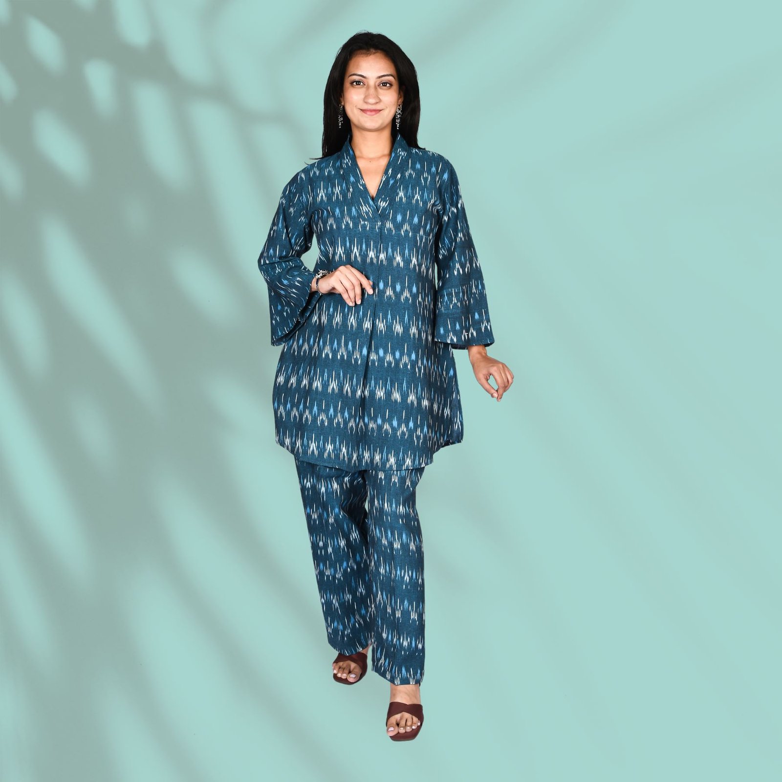 Teal Ikkat Coord Set