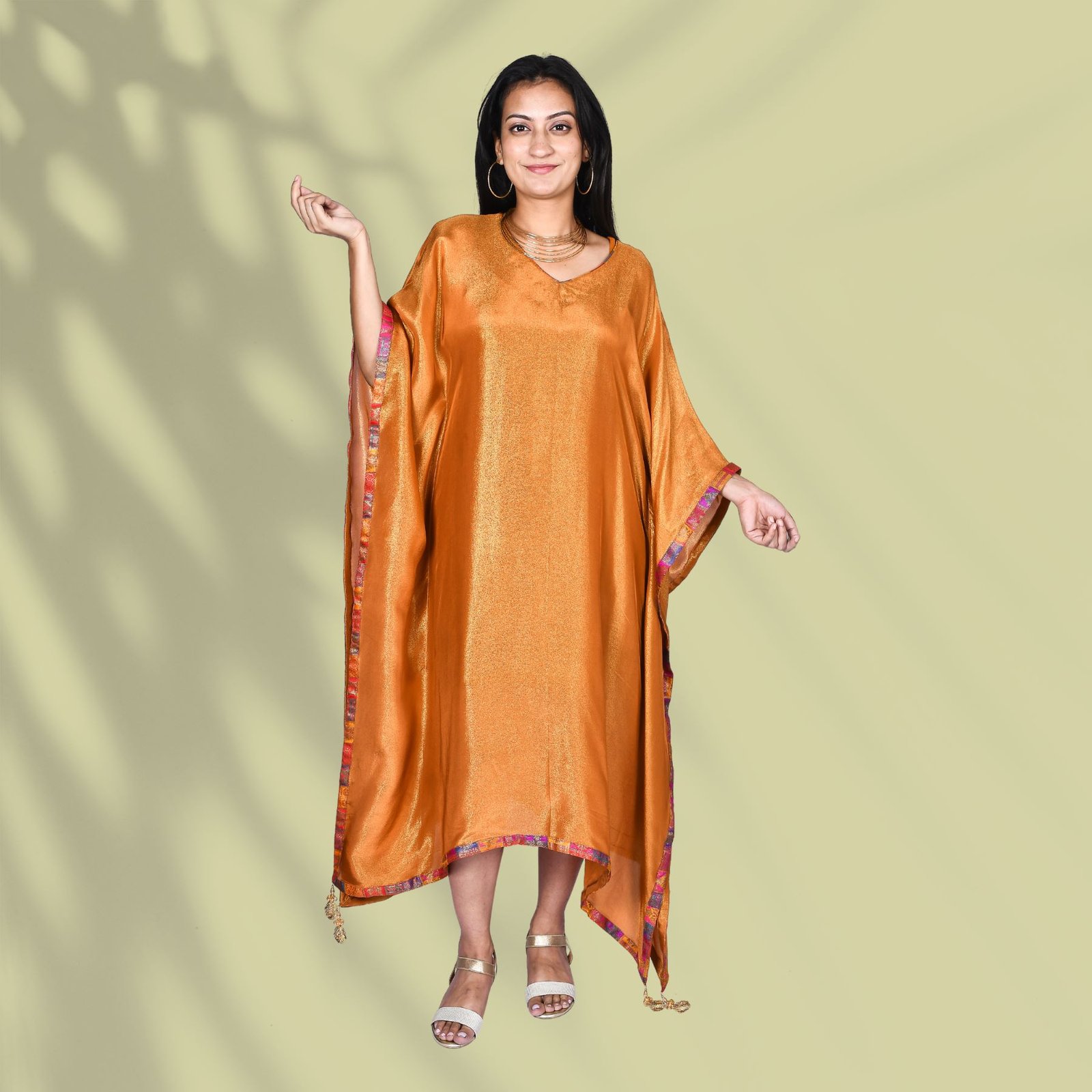 Mustard Plain Tissue Kaftan