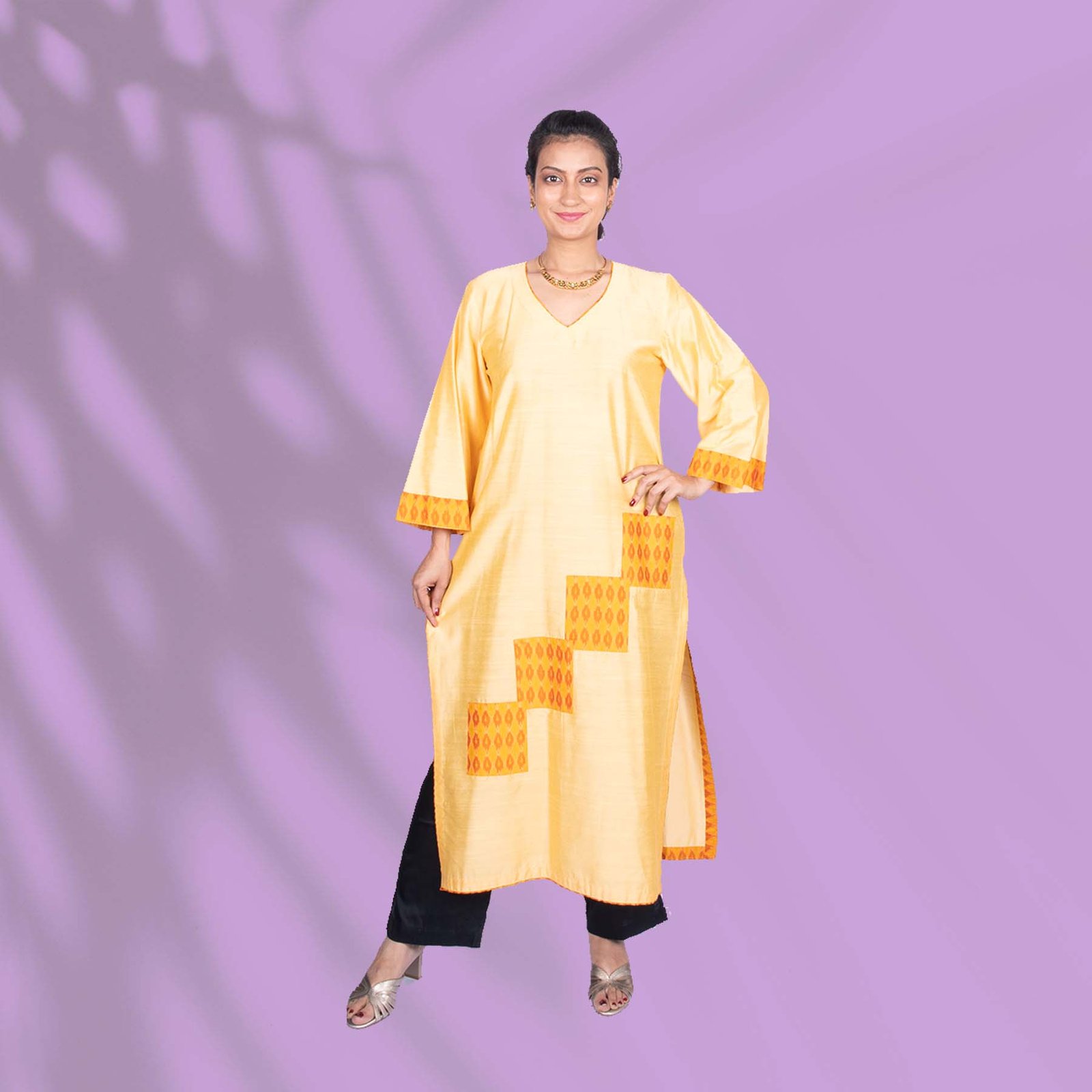Yellow Ikkat Kurta