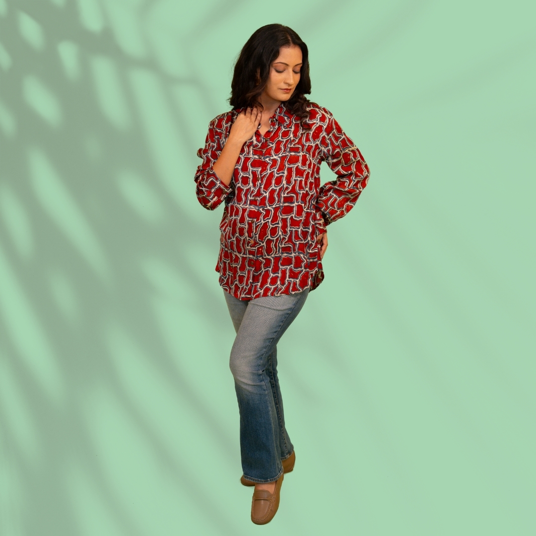 Maroon Modal Silk Shirt