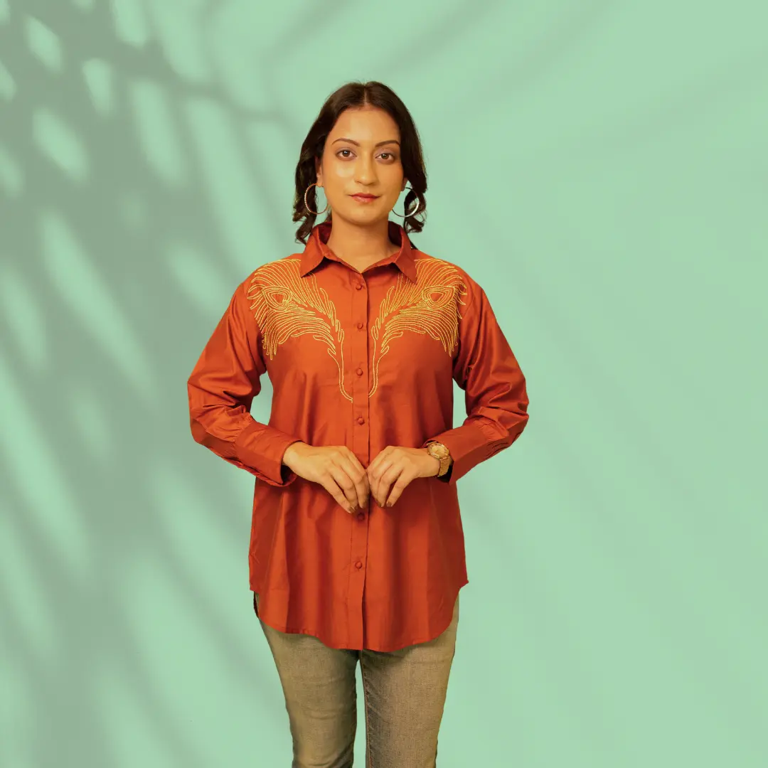 Rust Modal Silk Shirt
