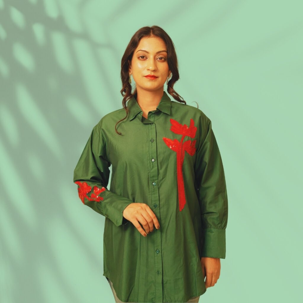 Green Embroidered Shirt